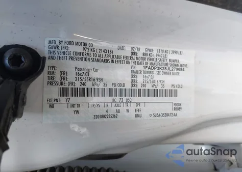 2018 Ford Focus Se from USA, damaged, VIN 1FADP3K28JL279684